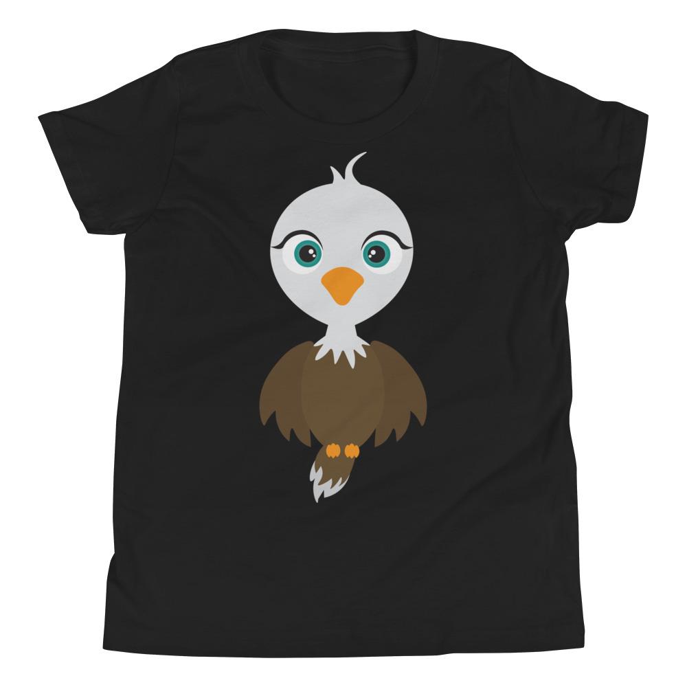 Eagle Kritter Kids T-Shirt in soft jersey cotton, featuring a relaxed unisex fit, available in various sizes.