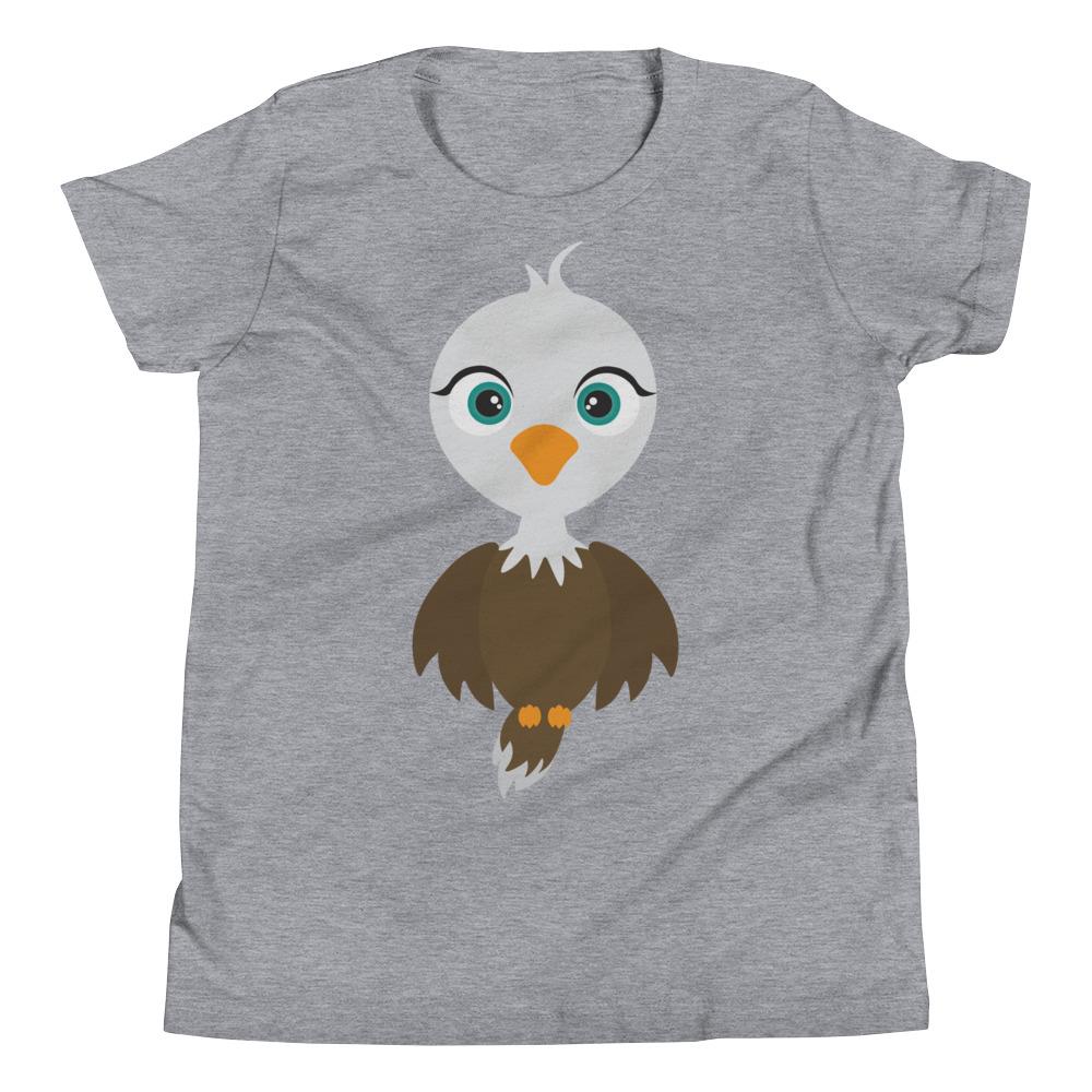 Eagle Kritter Kids T-Shirt in soft jersey cotton, featuring a relaxed unisex fit, available in various sizes.