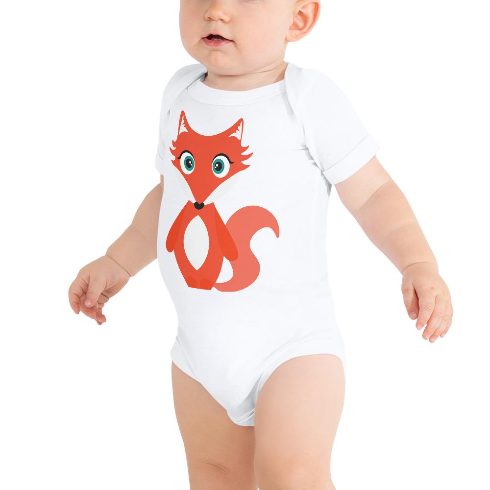 A cozy Fox Kritter Onesie made of soft cotton, featuring an envelope neckline and snap leg closure, perfect for babies.