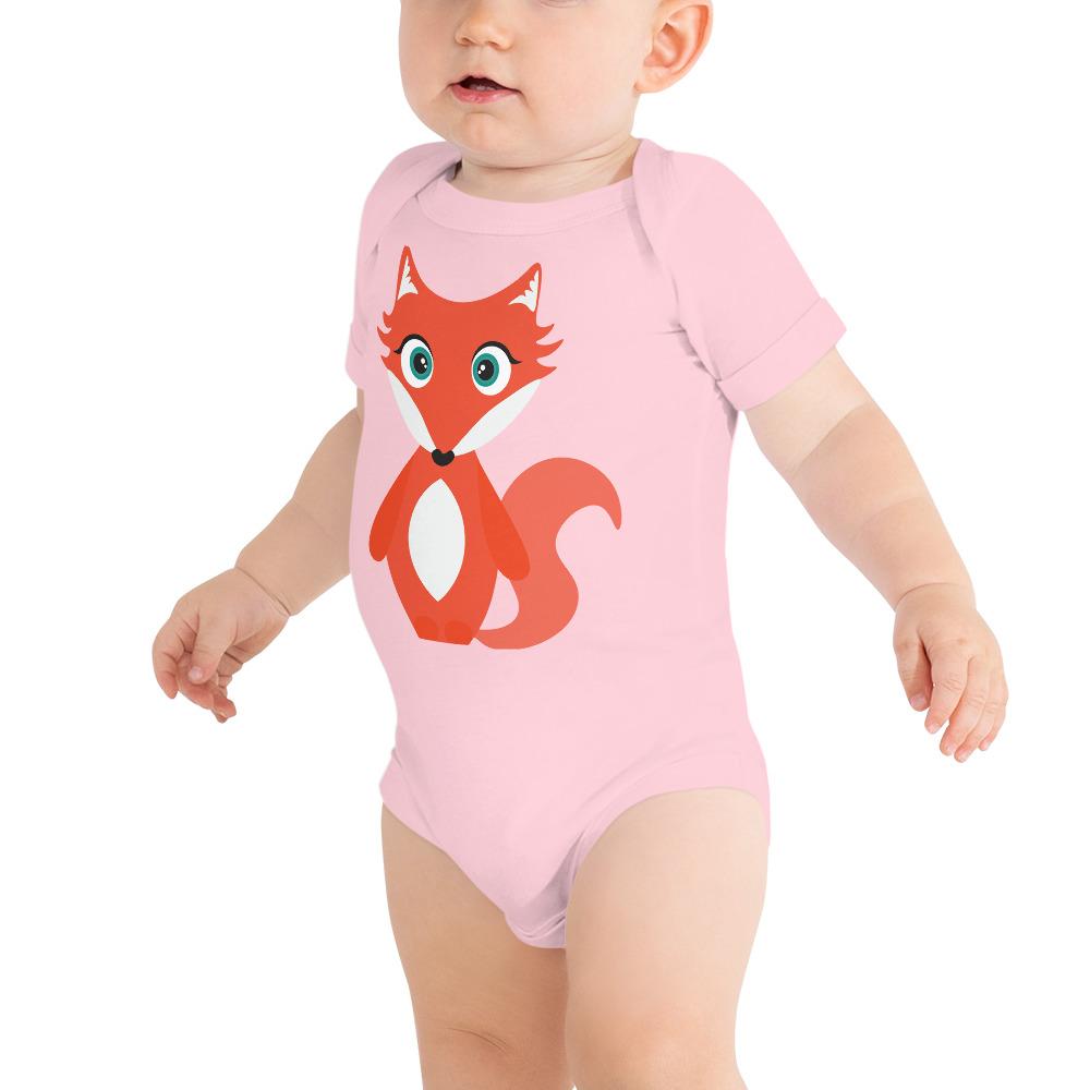 A cozy Fox Kritter Onesie made of soft cotton, featuring an envelope neckline and snap leg closure, perfect for babies.