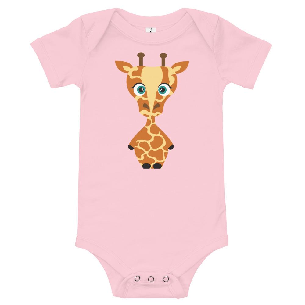 Giraffe Kritter Onesie made of soft cotton, featuring an envelope neckline and snap leg closure, perfect for infants.