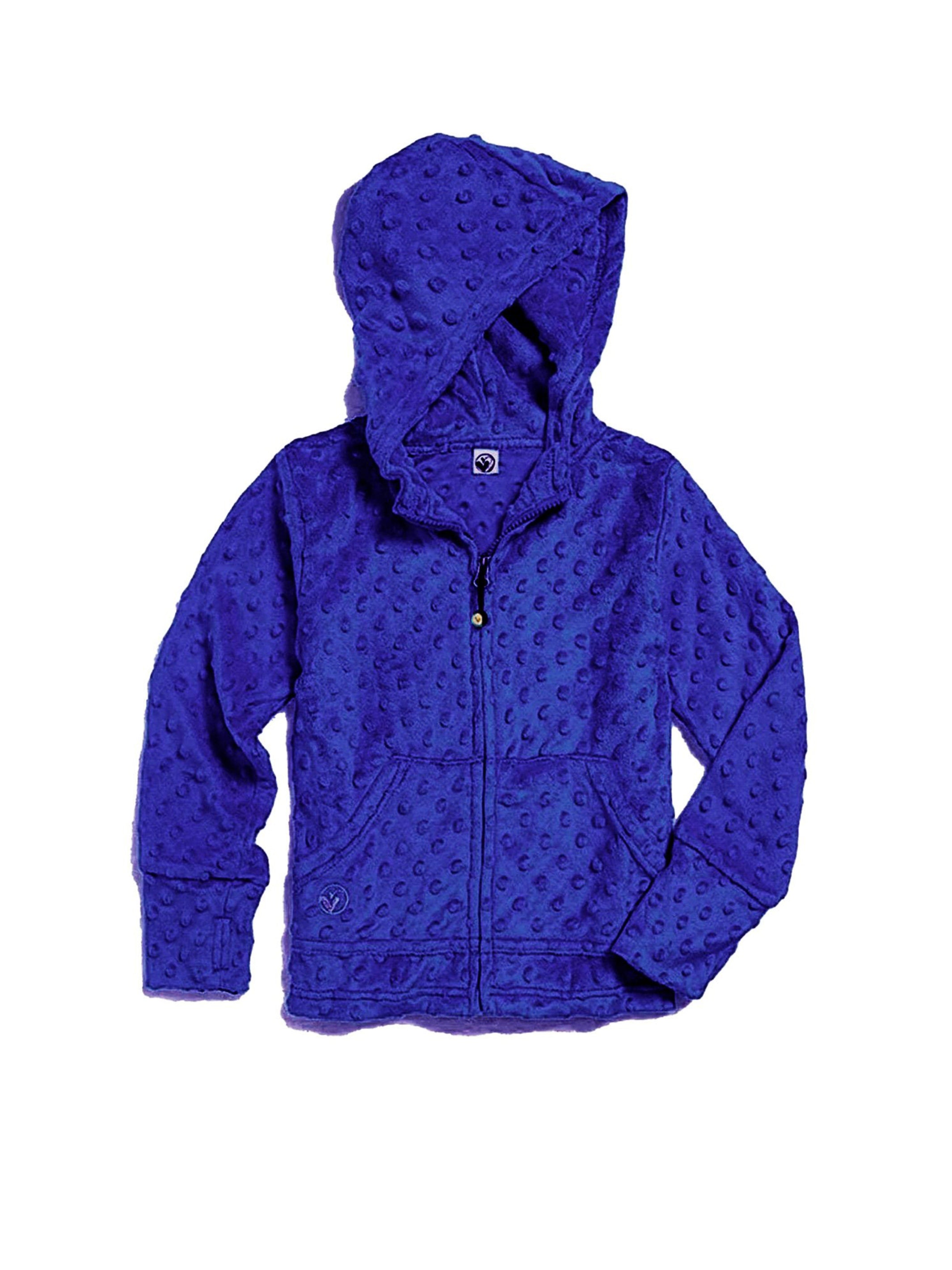 Royal Blue Girls Hoodie by Limeapple, featuring plush Minky fabric and stylish design, perfect for comfort and layering.