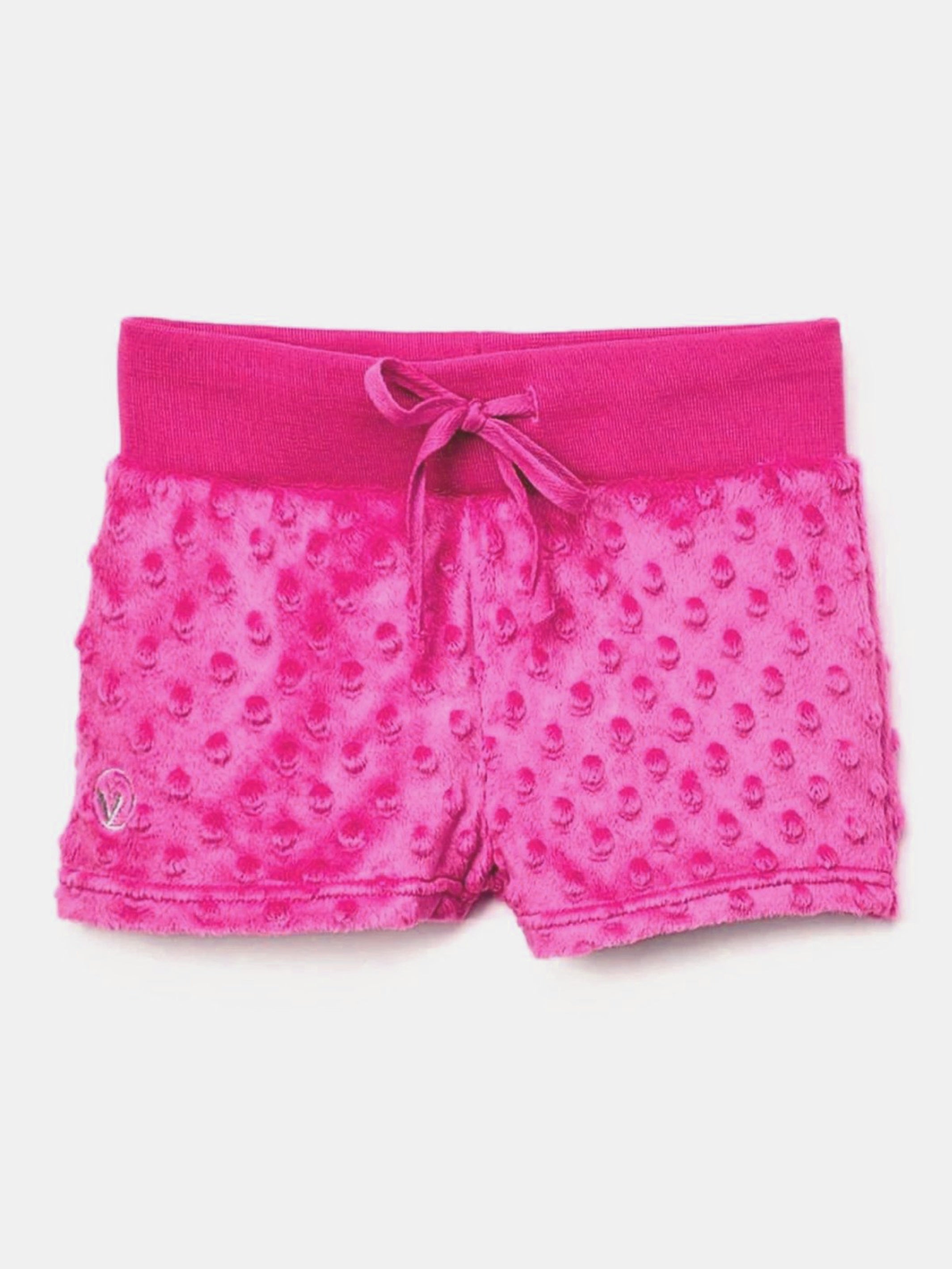 Fuchsia Girls Shorts by Limeapple, featuring a drawstring waistband and lightweight fabric, perfect for active play.