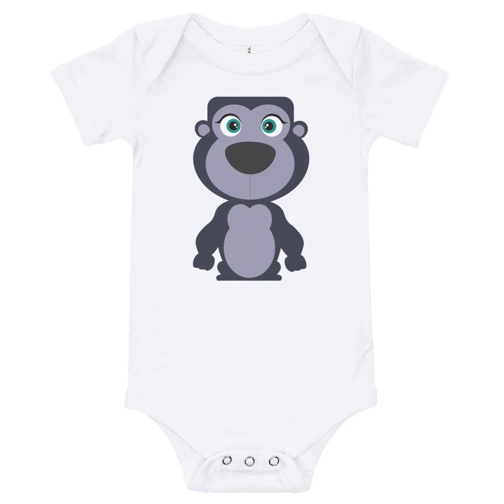 Gorilla Kritter Onesie made of soft cotton, featuring an envelope neckline and snap leg closure, perfect for infants.