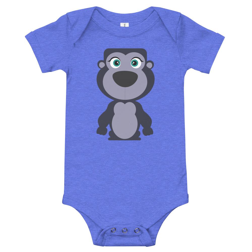 Gorilla Kritter Onesie made of soft cotton, featuring an envelope neckline and snap leg closure, perfect for infants.