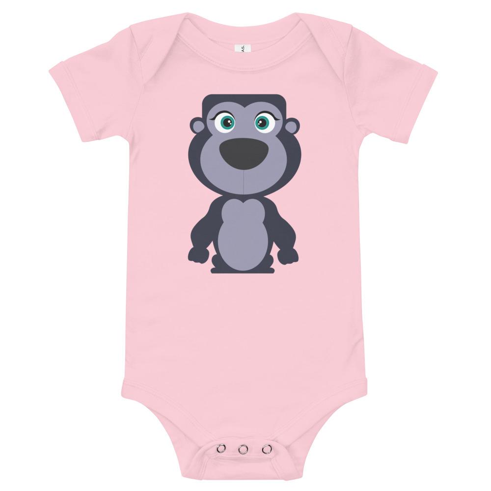 Gorilla Kritter Onesie made of soft cotton, featuring an envelope neckline and snap leg closure, perfect for infants.