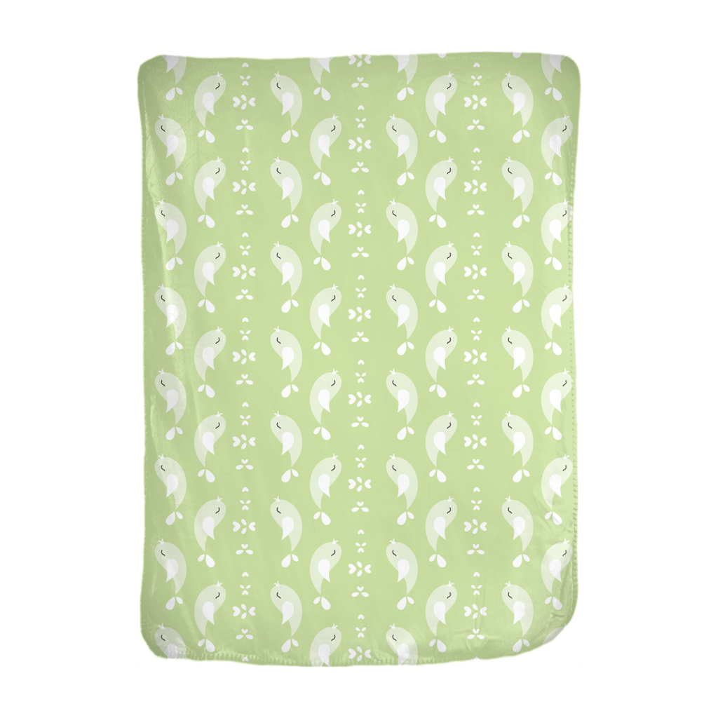 Green Birdie Minky Blankets in velveteen and fleece, showcasing their softness and vibrant color.