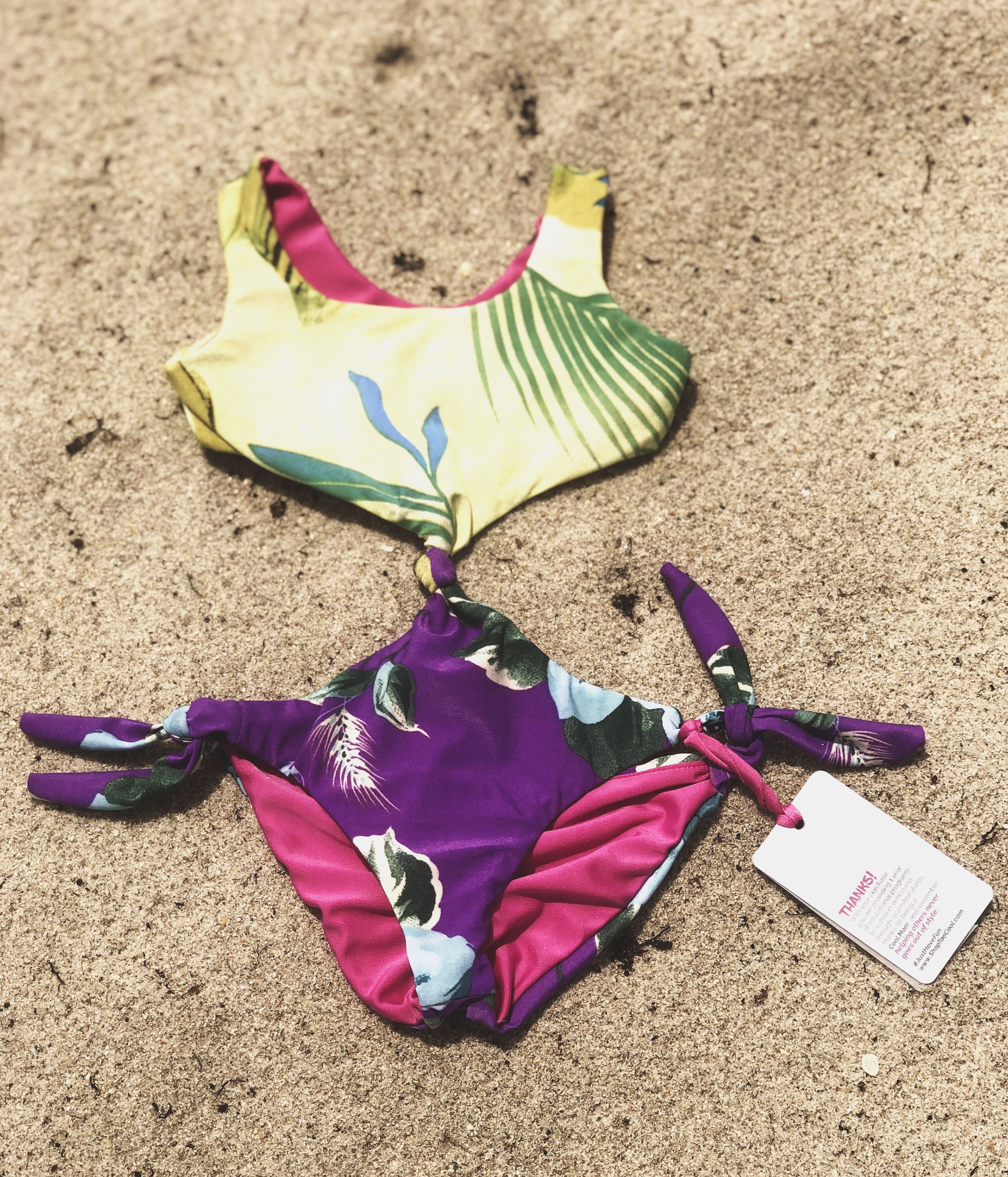 Greenurple Trikini for girls featuring vibrant green and purple colors with a stylish knot design, made from high-quality lycra.