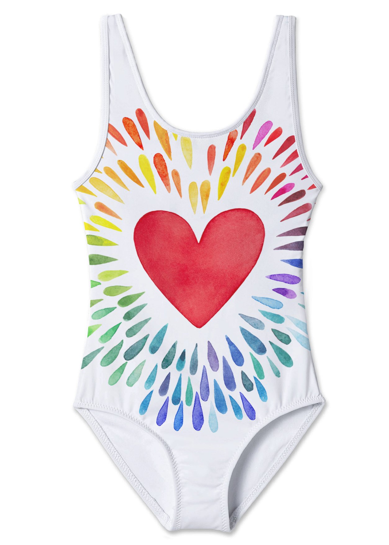 Happy Heart Tank for Girls featuring a vibrant print and matching beach cover-up poncho, perfect for summer fun.