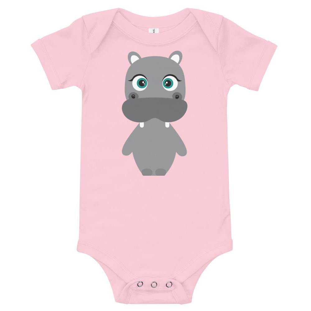 Hippo Kritter Onesie made of soft cotton, featuring an envelope neckline and snap leg closure, perfect for infants.