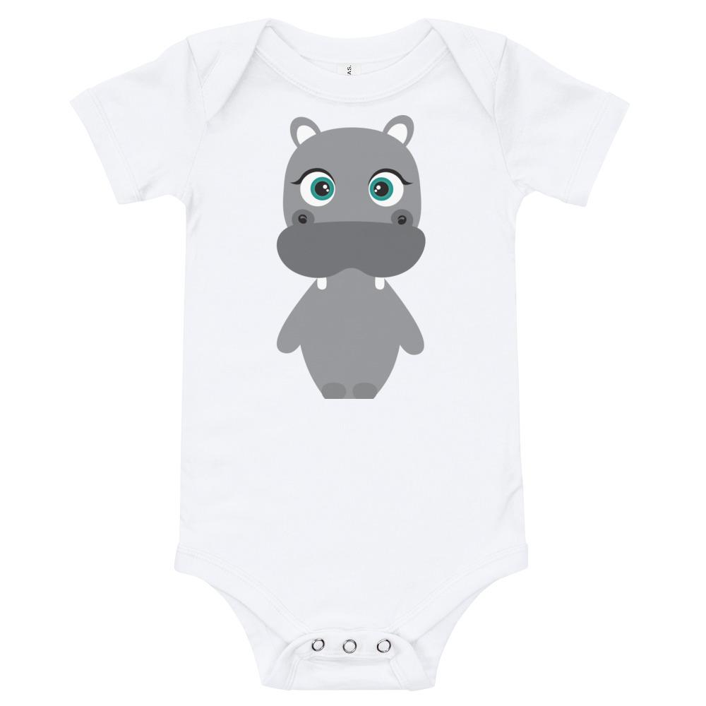 Hippo Kritter Onesie made of soft cotton, featuring an envelope neckline and snap leg closure, perfect for infants.