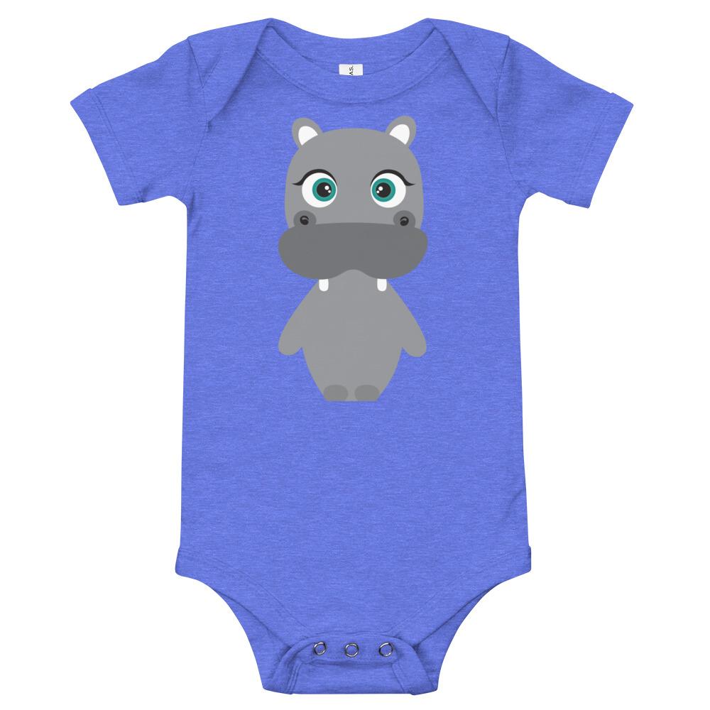 Hippo Kritter Onesie made of soft cotton, featuring an envelope neckline and snap leg closure, perfect for infants.