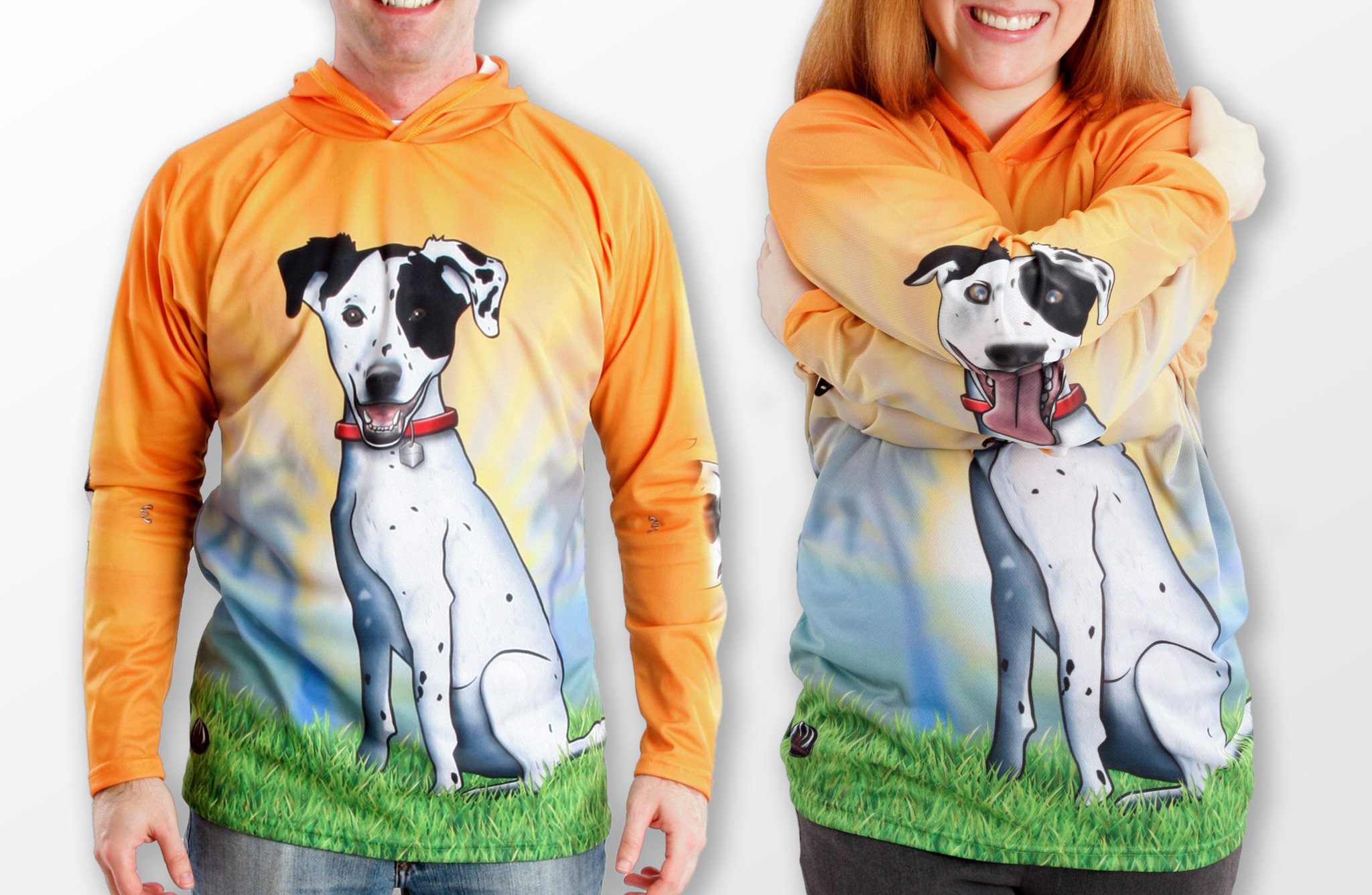 HOUND DOG Hoodie Sport Shirt by MOUTHMAN® featuring vibrant graphics and a unique design showcasing a giant mouth.