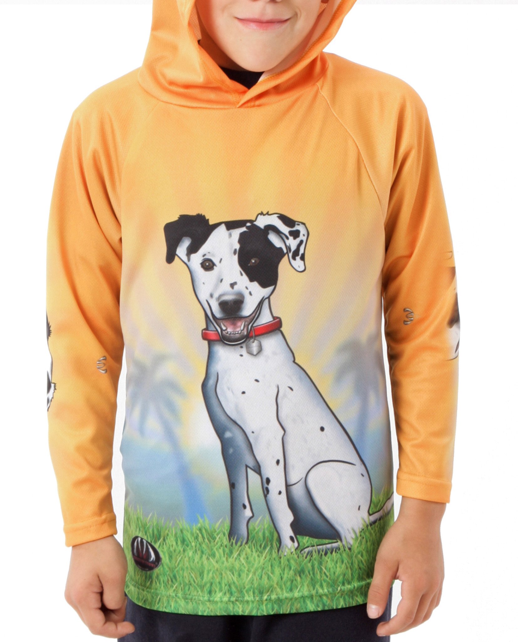 HOUND DOG Hoodie Sport Shirt by MOUTHMAN® featuring vibrant graphics and a unique design showcasing a giant mouth.