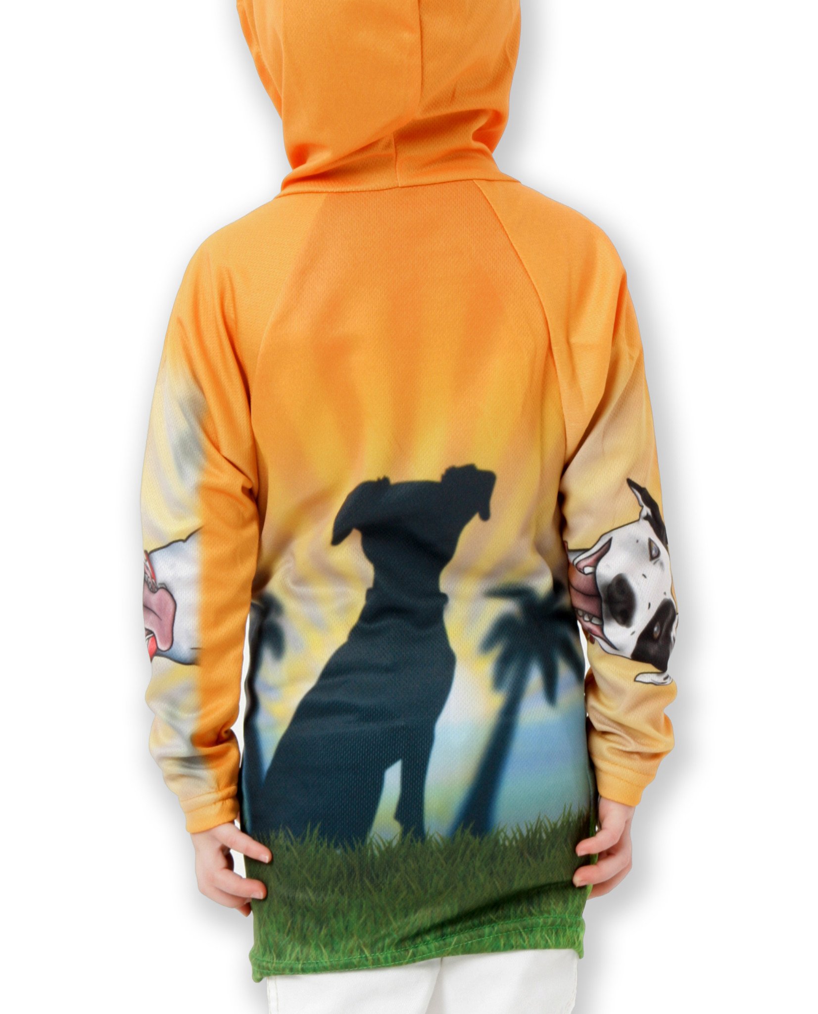 HOUND DOG Hoodie Sport Shirt by MOUTHMAN® featuring vibrant graphics and a unique design showcasing a giant mouth.