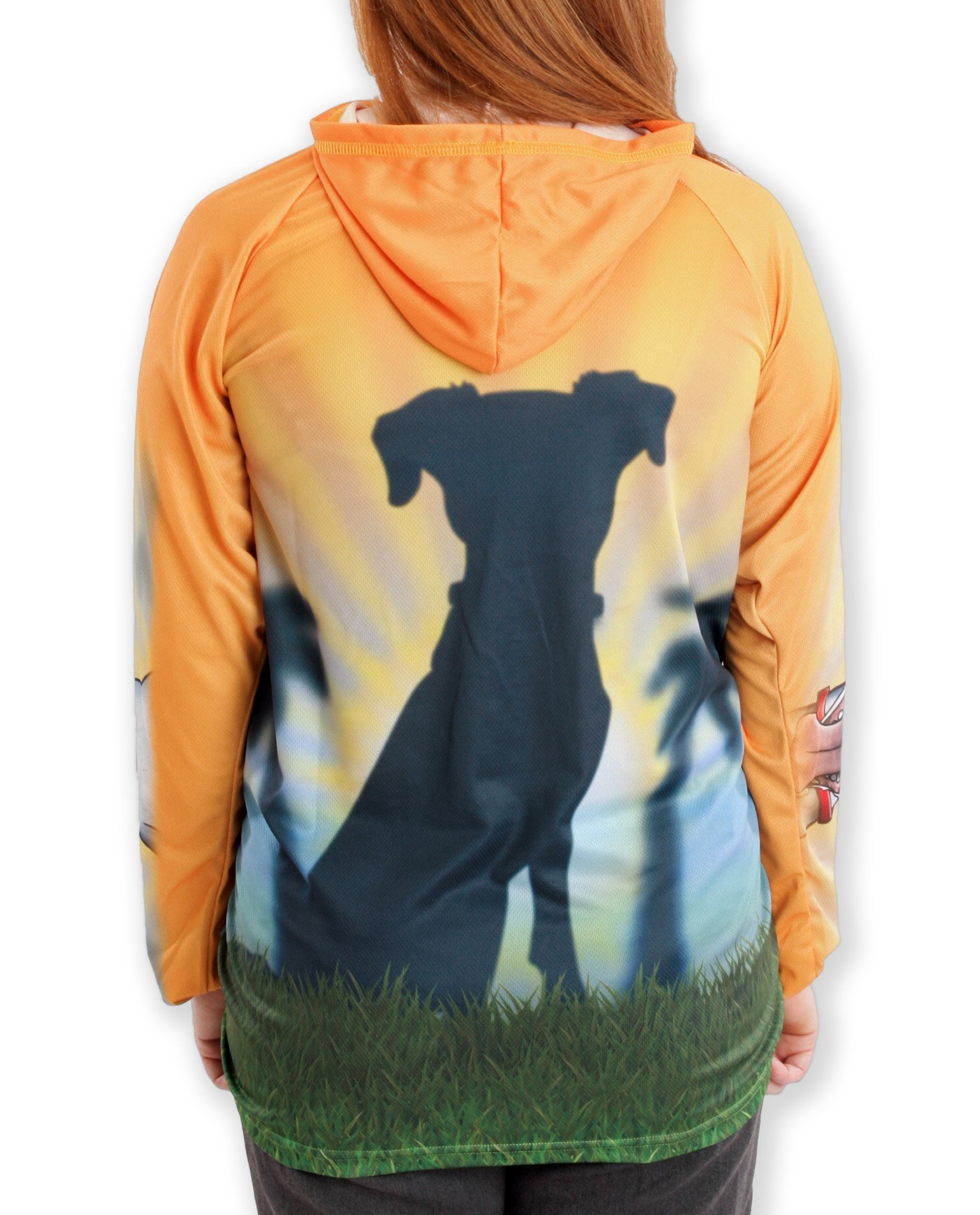 HOUND DOG Hoodie Sport Shirt by MOUTHMAN® featuring vibrant graphics and a unique design showcasing a giant mouth.