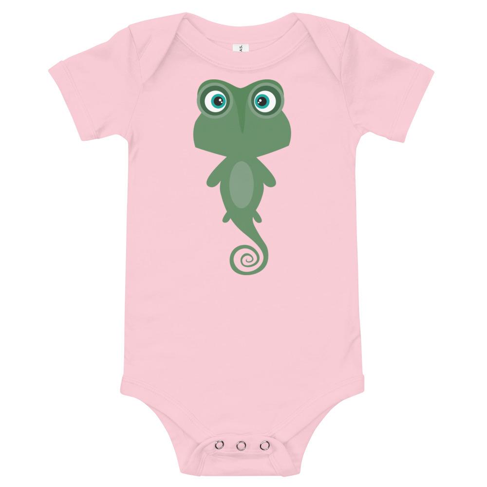 Iguana Kritter Onesie made of soft cotton, featuring an envelope neckline and snap leg closure, perfect for infants.