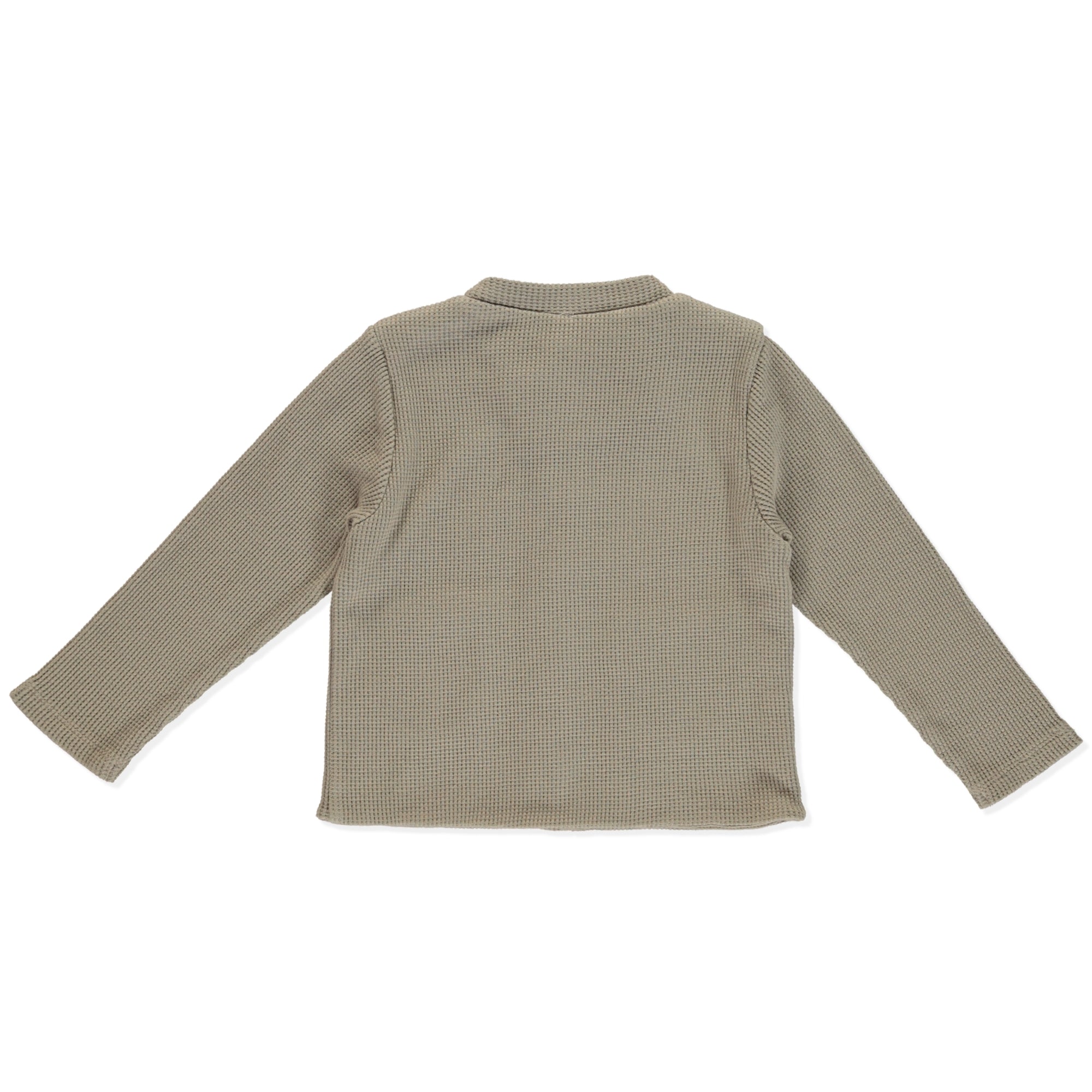 Jacket Mary Coffee for baby girls, featuring olive wooden buttons and front pockets, made from 100% organic cotton.