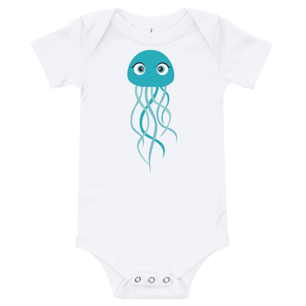 Jellyfish Kritter Onesie made of soft cotton, featuring an envelope neckline and snap leg closure, perfect for babies.