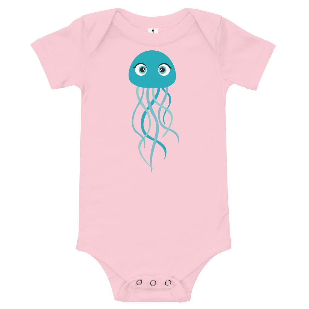 Jellyfish Kritter Onesie made of soft cotton, featuring an envelope neckline and snap leg closure, perfect for babies.