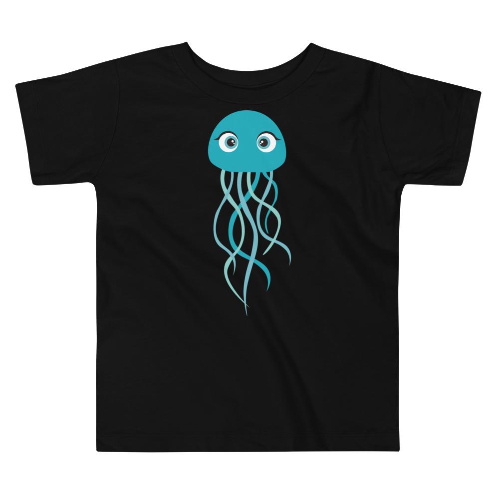 A colorful Jellyfish Kritter Toddler T-shirt made from 100% cotton, featuring a playful jellyfish design, perfect for young children.