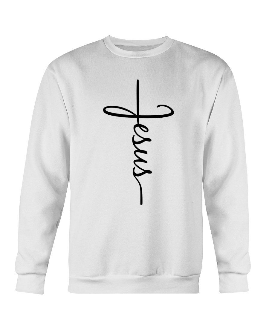 A cozy Jesus sweatshirt featuring a classic fit, made from a soft cotton-polyester blend, perfect for casual wear.