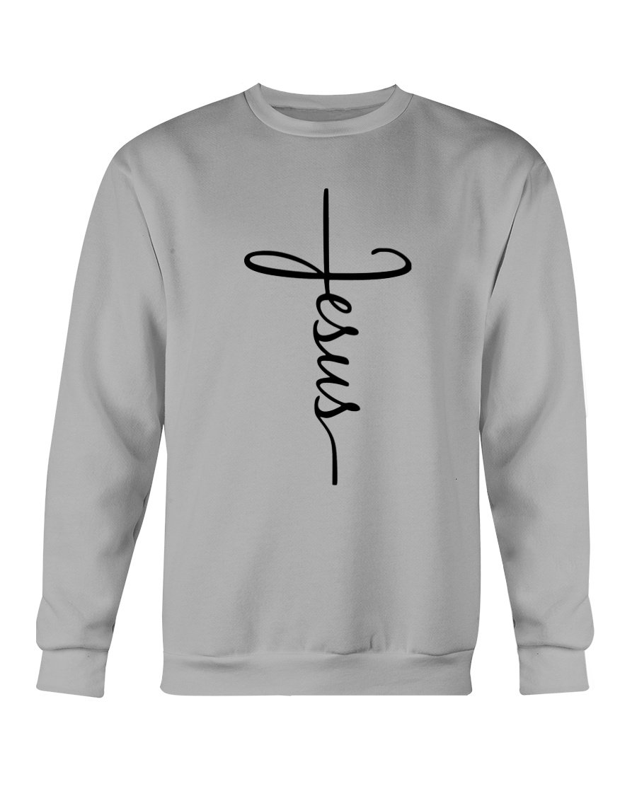 A cozy Jesus sweatshirt featuring a classic fit, made from a soft cotton-polyester blend, perfect for casual wear.