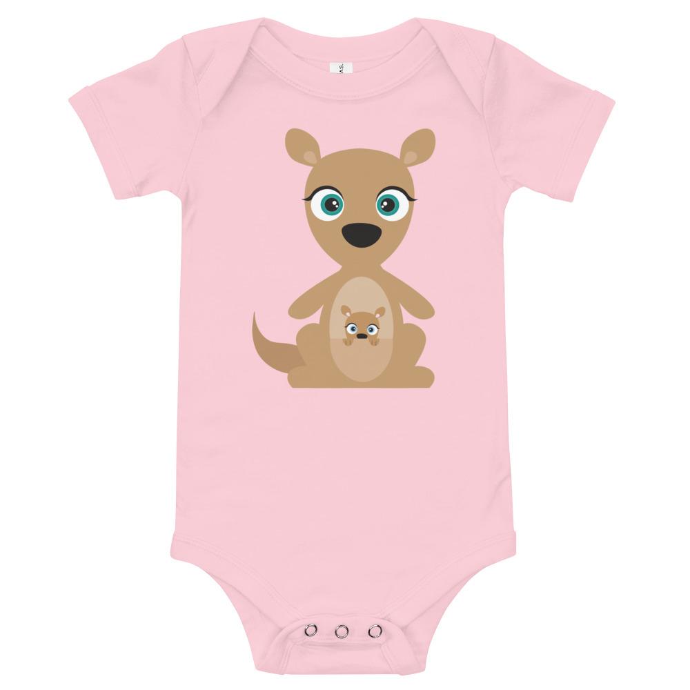 Kangaroo Kritter Onesie in soft cotton, featuring an envelope neckline and snap leg closure, perfect for babies.