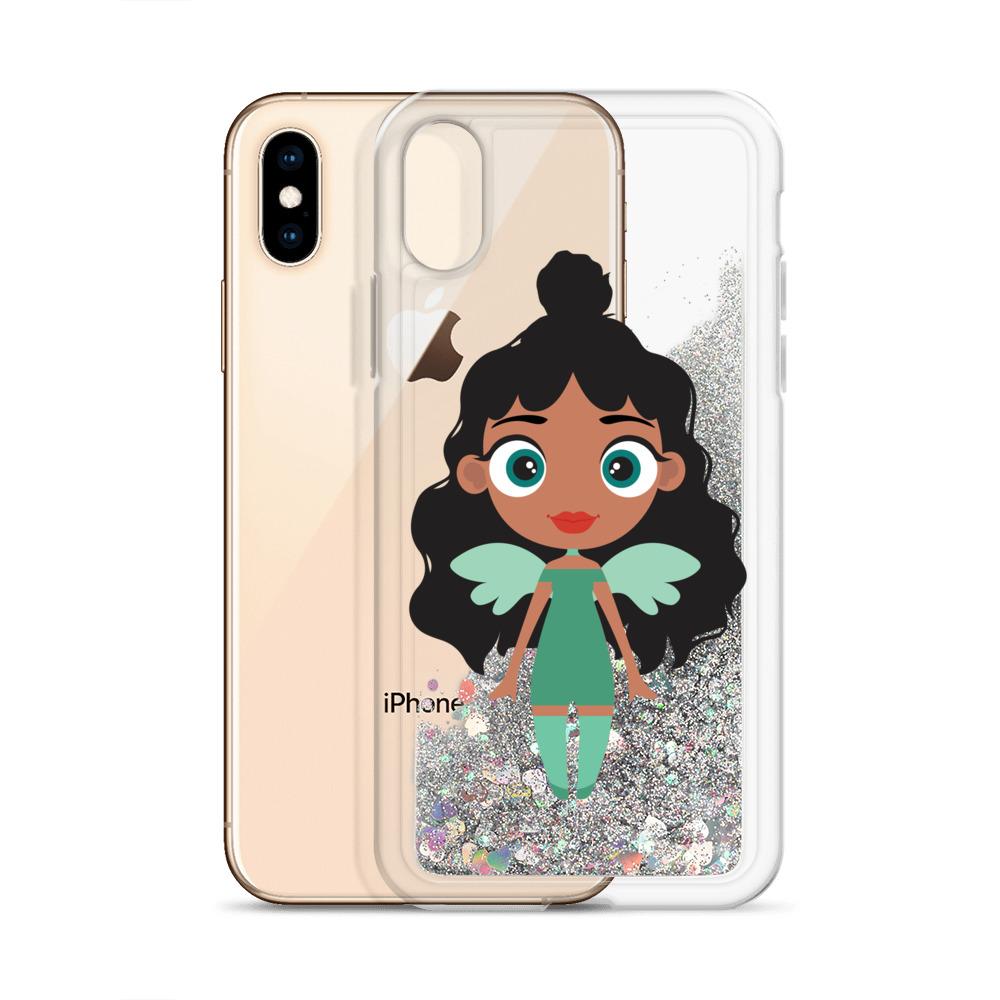 Kritter Christmas Angel Liquid Glitter Phone Case featuring a festive design with sparkling glitter and a shockproof back cover.