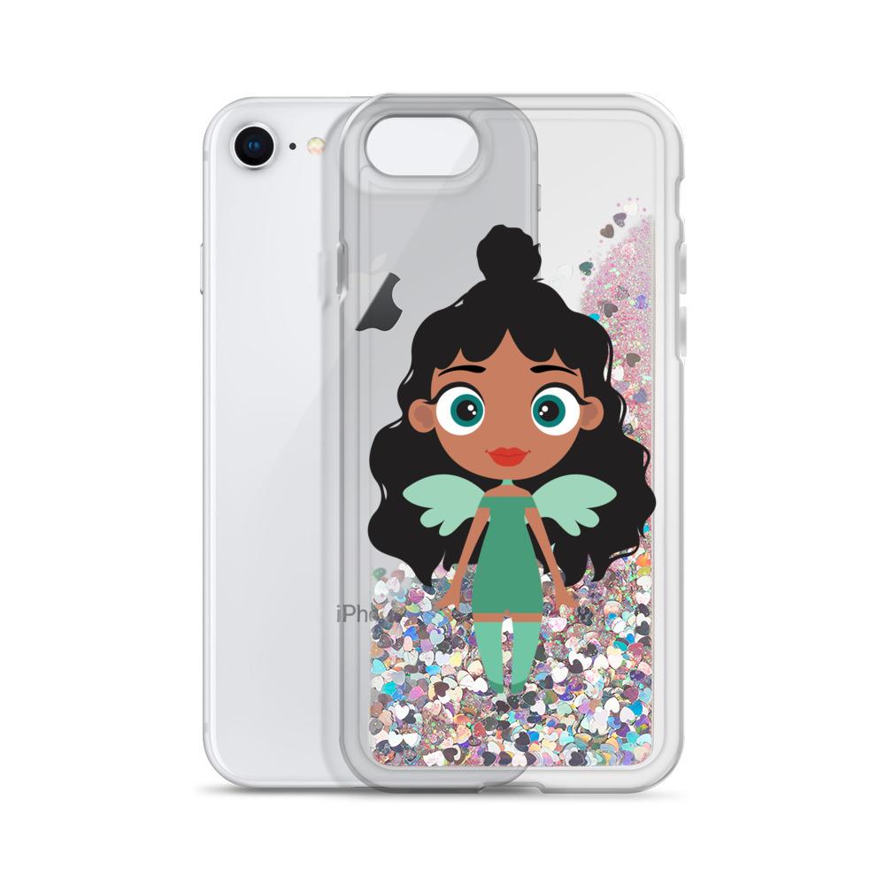 Kritter Christmas Angel Liquid Glitter Phone Case featuring a festive design with sparkling glitter and a shockproof back cover.