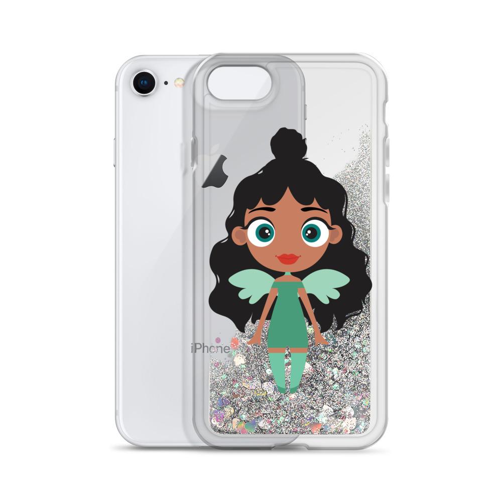 Kritter Christmas Angel Liquid Glitter Phone Case featuring a festive design with sparkling glitter and a shockproof back cover.