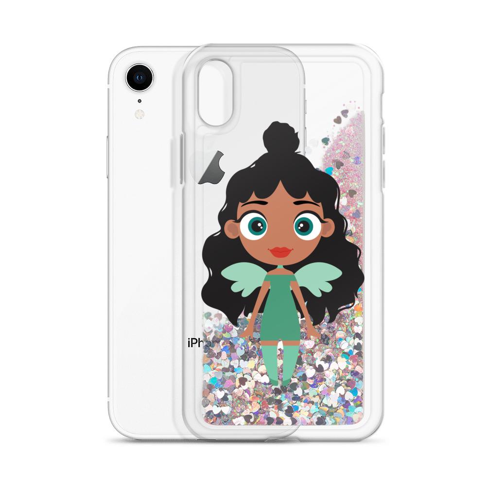 Kritter Christmas Angel Liquid Glitter Phone Case featuring a festive design with sparkling glitter and a shockproof back cover.