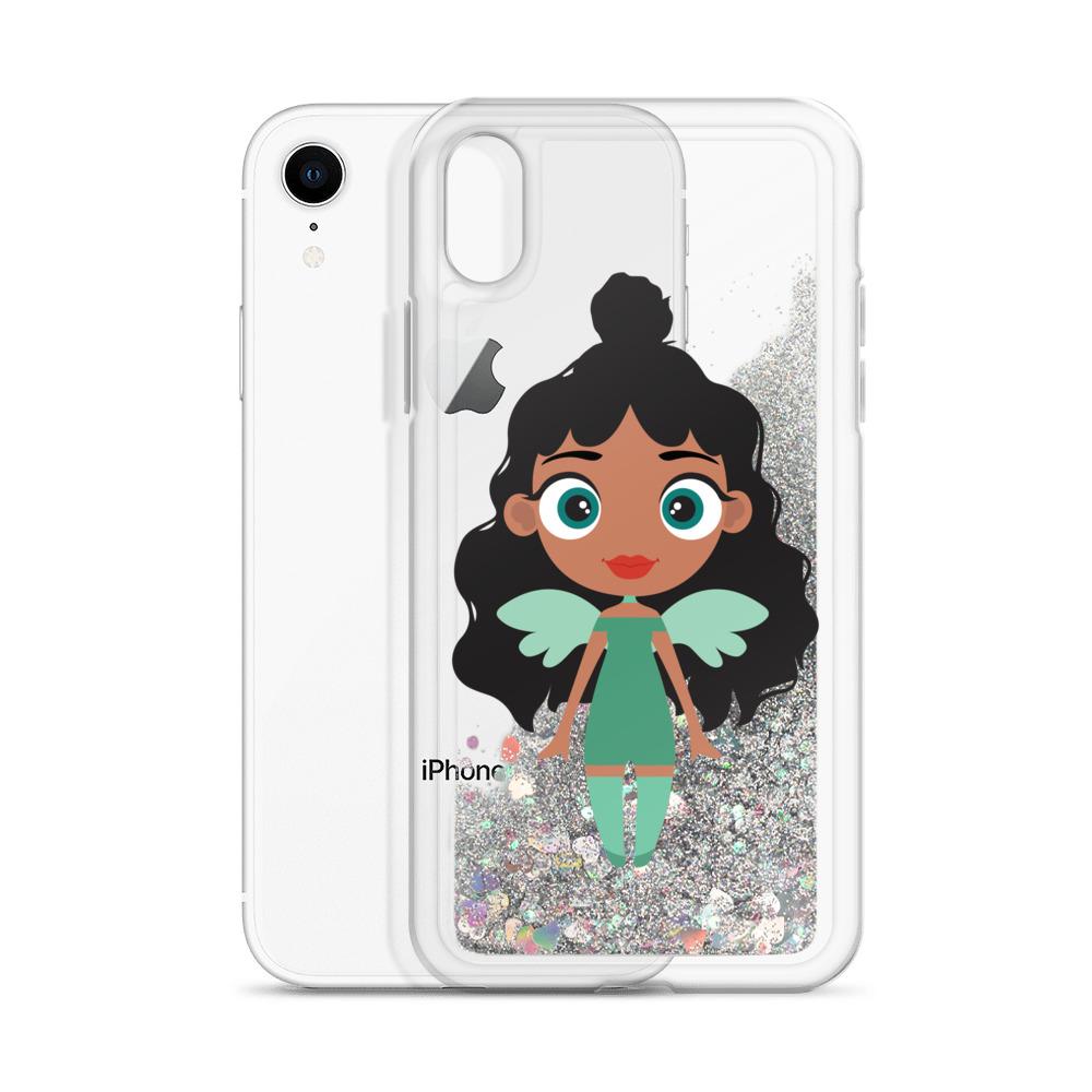 Kritter Christmas Angel Liquid Glitter Phone Case featuring a festive design with sparkling glitter and a shockproof back cover.