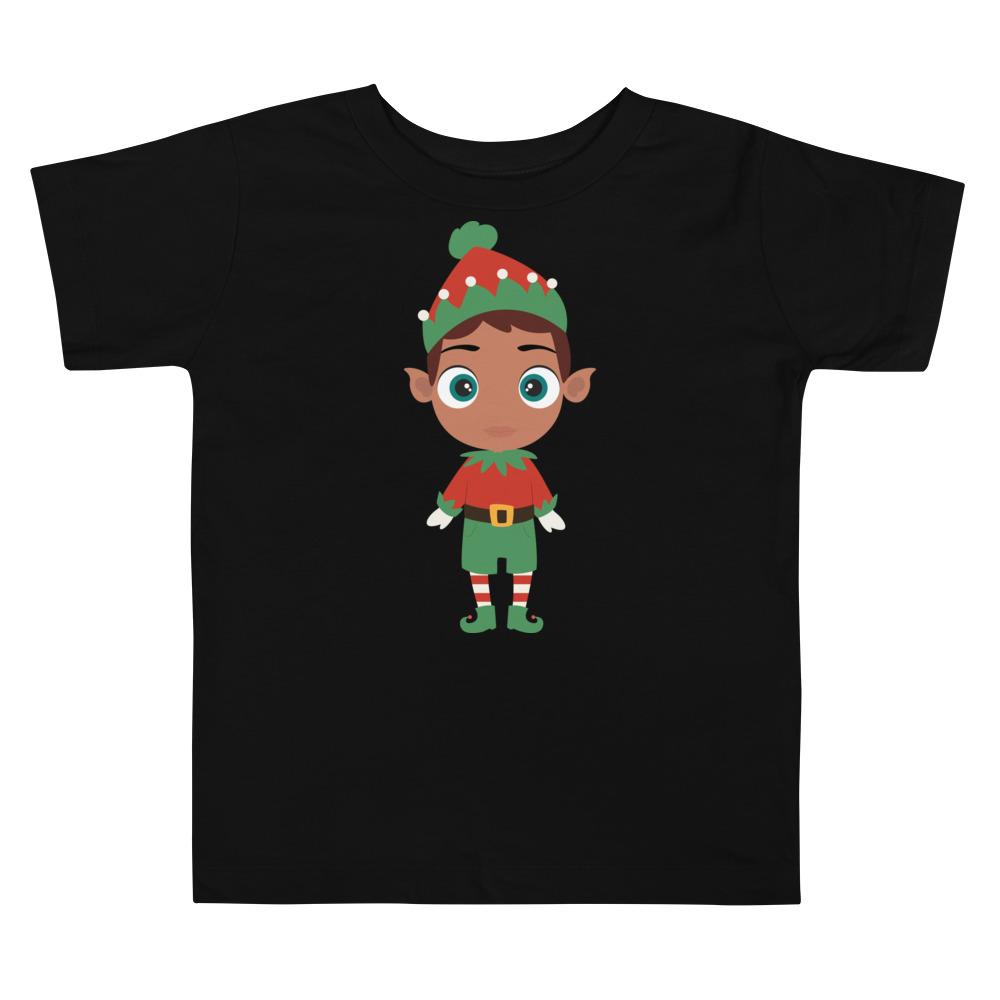 Kritter Christmas Elf Boy Toddler T-shirt in festive green with elf design, perfect for holiday celebrations.