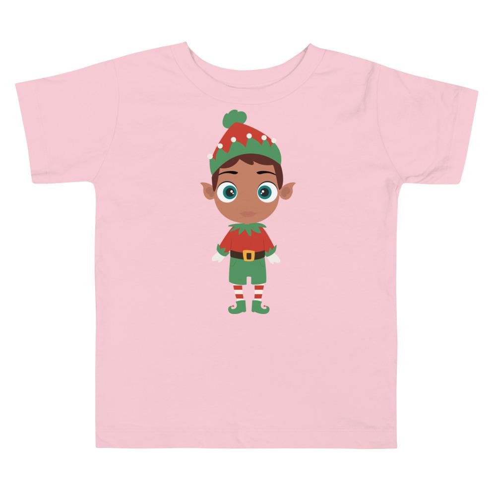 Kritter Christmas Elf Boy Toddler T-shirt in festive green with elf design, perfect for holiday celebrations.