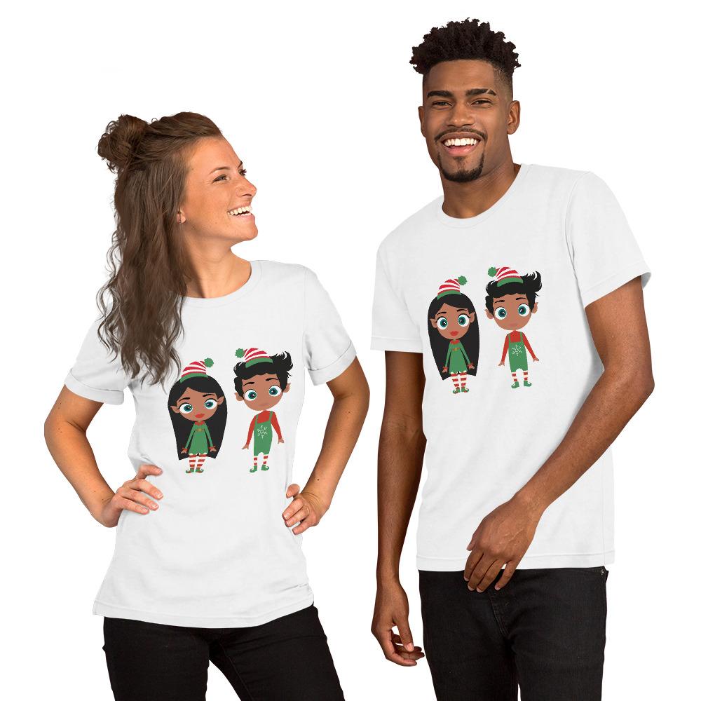 Kritter Christmas Elf Unisex Adult T-Shirt in festive design, showcasing soft cotton fabric and vibrant colors.