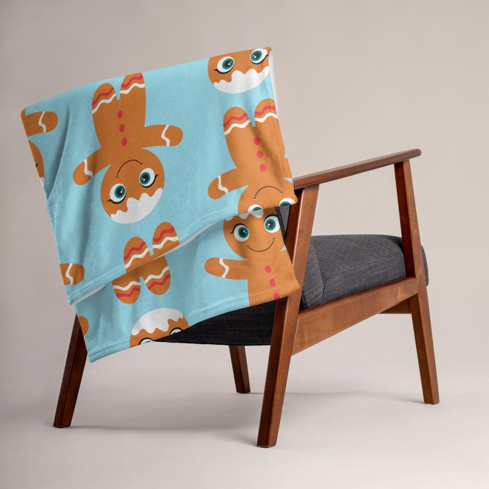 Kritter Christmas Gingerbread Man Throw Blanket featuring festive gingerbread design and soft silk touch fabric.