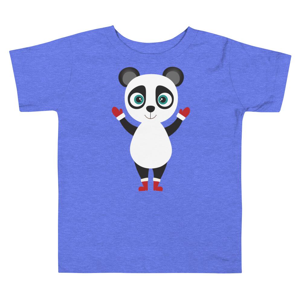 Kritter Christmas Panda Toddler T-shirt featuring a cute panda design on a soft cotton fabric.