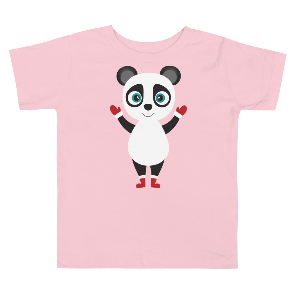 Kritter Christmas Panda Toddler T-shirt featuring a cute panda design on a soft cotton fabric.