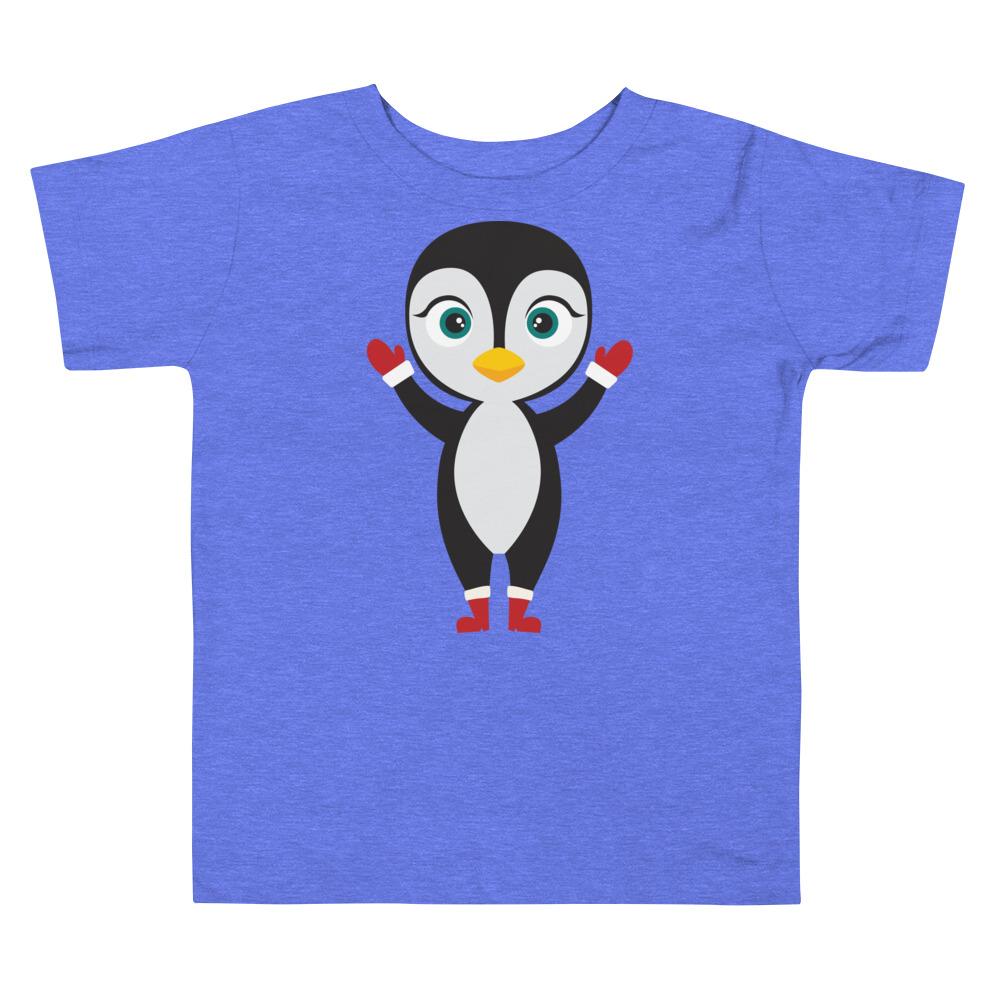 Kritter Christmas Penguin Toddler T-shirt featuring a cute penguin design on a soft cotton fabric.