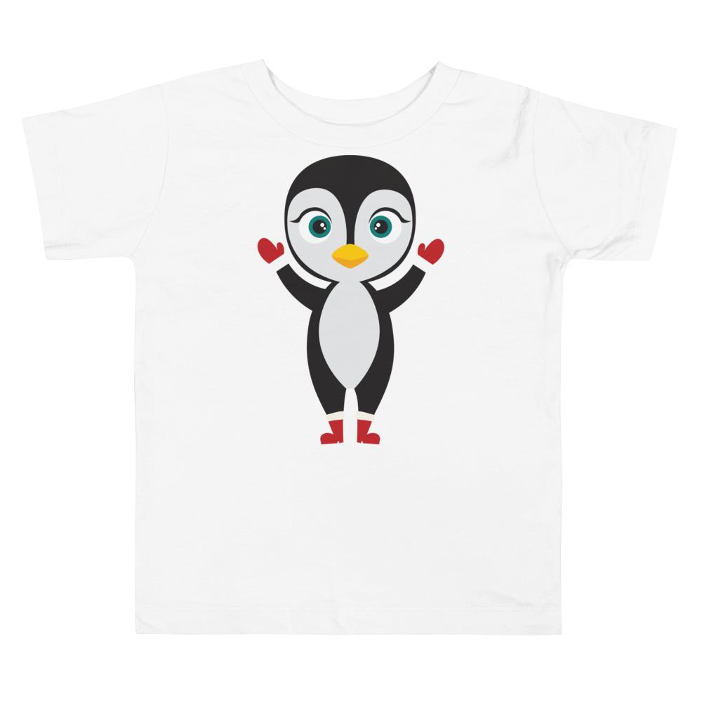 Kritter Christmas Penguin Toddler T-shirt featuring a cute penguin design on a soft cotton fabric.