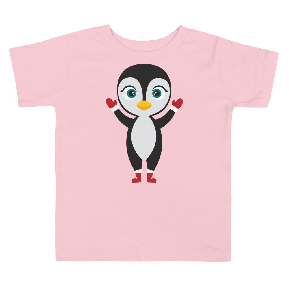 Kritter Christmas Penguin Toddler T-shirt featuring a cute penguin design on a soft cotton fabric.