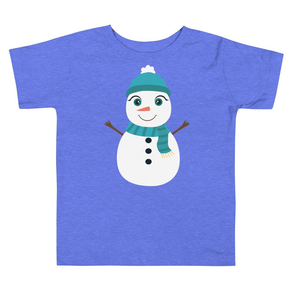 Kritter Christmas Snowman Toddler T-shirt featuring a cute snowman design on a soft cotton fabric.