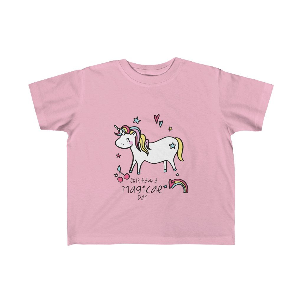 A soft and colorful toddler tee featuring the phrase 'Let's Have Magical Day' designed for comfort and style.