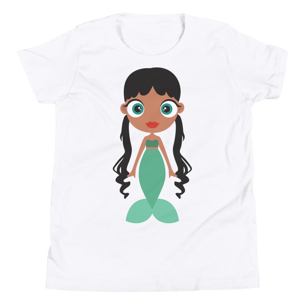 A colorful Mermaid Kids T-Shirt made from soft jersey cotton, featuring a playful mermaid design suitable for children.