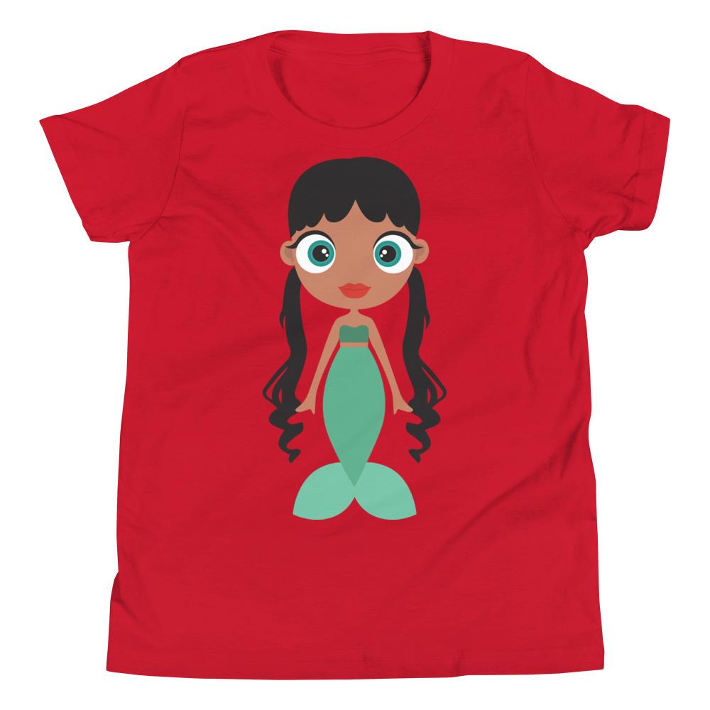 A colorful Mermaid Kids T-Shirt made from soft jersey cotton, featuring a playful mermaid design suitable for children.