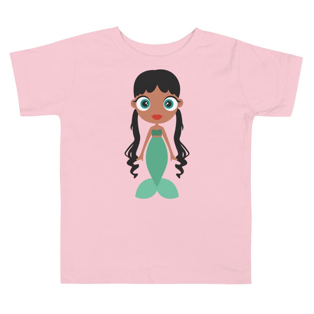 A colorful Mermaid Kritter Toddler T-shirt made of 100% cotton, featuring a playful mermaid design, perfect for young children.