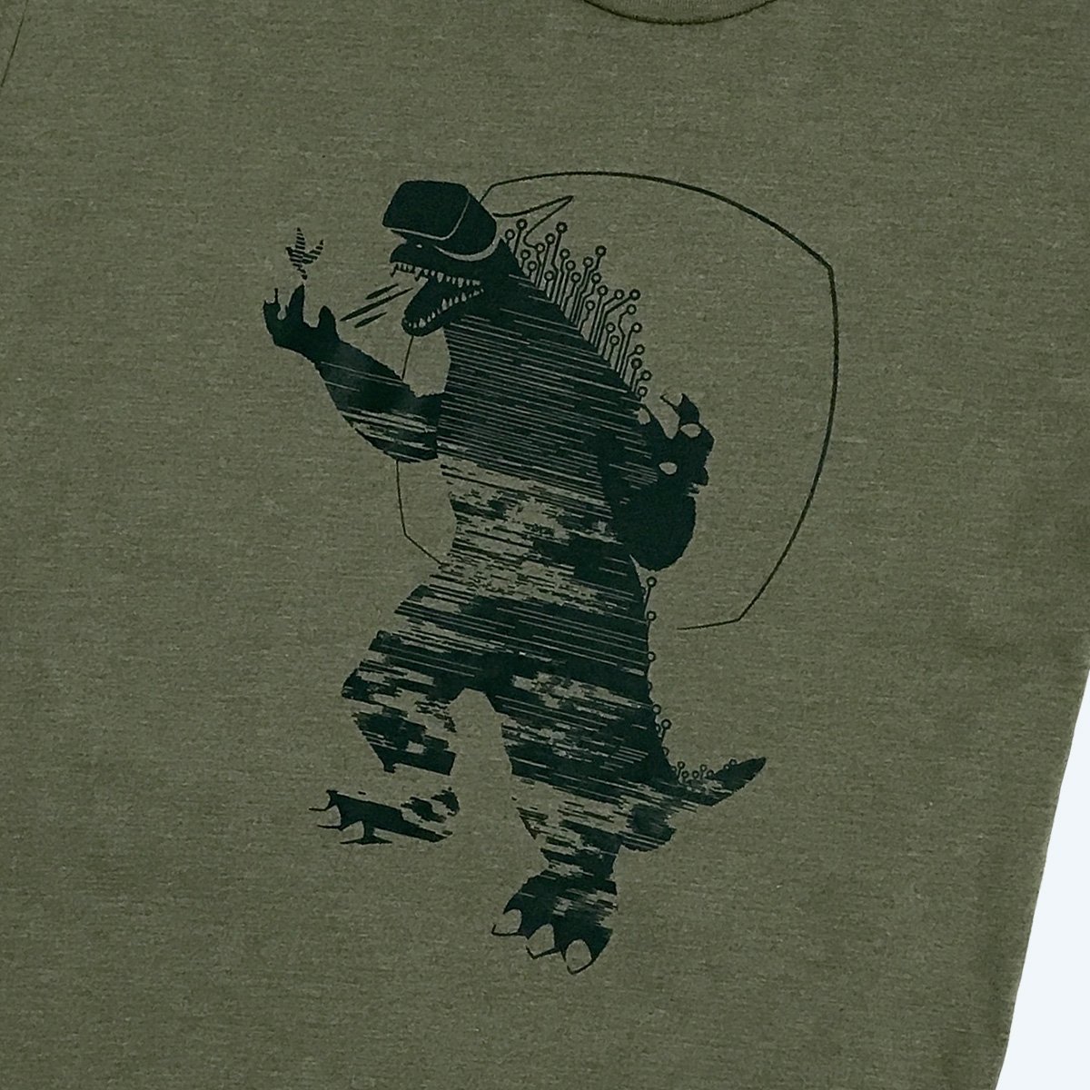 A heather olive kids t-shirt featuring original illustrations, designed for comfort and creativity.