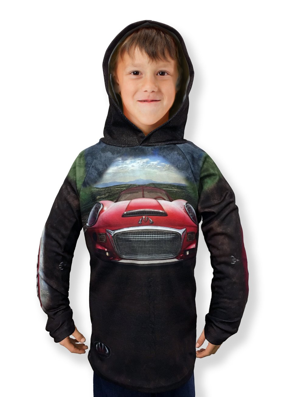 MOUTH MOBILES™ ROUTE 66 Hoodie Chomp Shirt featuring a bold motor mouth car engine design, perfect for kids and playful adults.