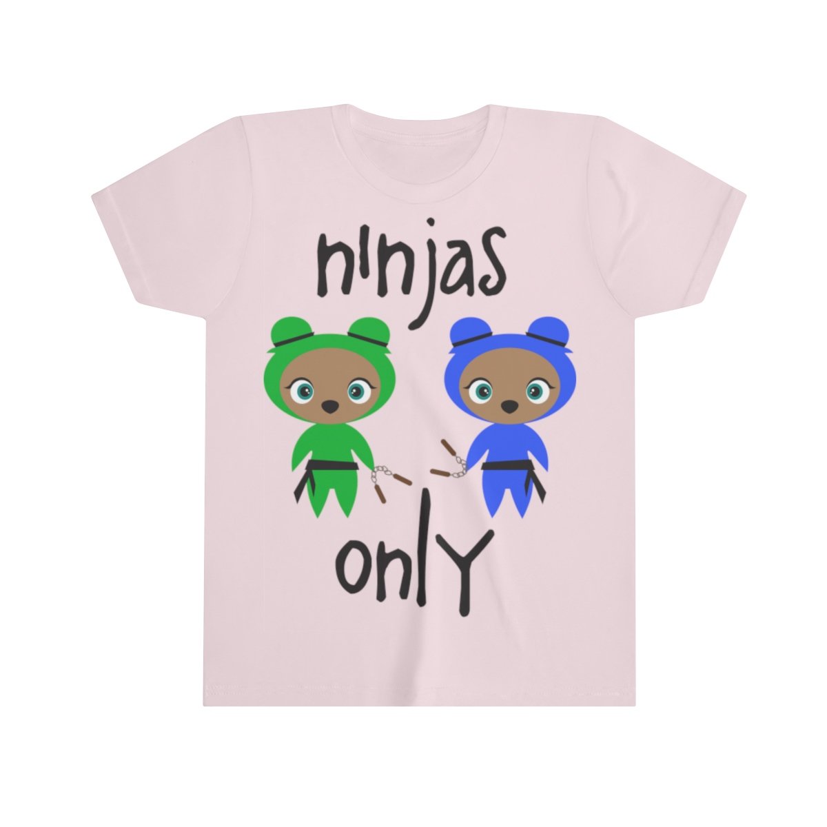 A vibrant Ninjas Only Kids Tee made from soft cotton, featuring a fun ninja design perfect for children.